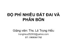 Bài giảng Độ phì nhiêu đất đai và phân bón - Chương 1: Độ phì nhiêu đất đai và phân bón