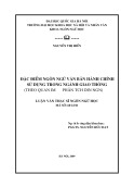 Tóm tắt Luận văn Thạc sĩ Ngôn ngữ học: Đặc điểm ngôn ngữ văn bản hành chính ngành giao thông