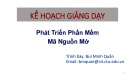 Bài giảng Phát triển phần mềm mã nguồn mở: Mở đầu - Bùi Minh Quân