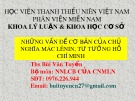 Bài giảng Những vấn đề cơ bản của chủ nghĩa Mác-Lênin, tư tưởng Hồ Chí Minh - Bài 1: Những vấn đề cơ bản của chủ nghĩa duy vật biện chứng