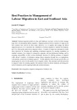 Best practices in management of labour migration in East and southeast Asia