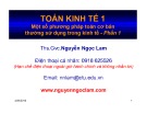 Bài giảng Toán kinh tế 1: Chương 0 - ThS. Nguyễn Ngọc Lam