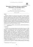 Information technology resources and business performance: An Australian context