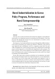 Rural industrialization in korea: Policy program, performance and rural entrepreneurship
