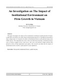 An investigation on the impact of institutional environment on firm growth in Vietnam