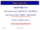 Bài giảng Toán kinh tế - Chương 1: Ma trận - Định thức