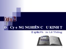 Bài giảng Phương pháp nghiên cứu kinh tế - Chương 2: Thiết kế đề cương nghiên cứu kinh tế