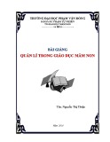 Bài giảng Quản lí trong giáo dục mầm non - ĐH Phạm Văn Đồng