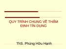 Bài giảng Quy trình chung về thẩm định tín dụng - ThS. Phùng Hữu Hạnh (2012)