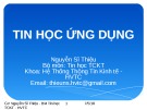 Bài giảng Tin học ứng dụng: Chương 3 - Nguyễn Sĩ Thiệu