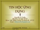 Bài giảng Tin học ứng dụng: Chương 2 - Nguyễn Sĩ Thiệu