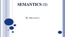 Lecture Introduction to linguistics: Semantics
