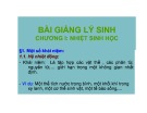 Bài giảng Sinh lý học: Chương 1 - Nhiệt sinh học