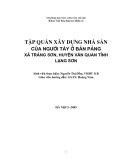 Tóm tắt Khóa luận tốt nghiệp khoa Văn hóa dân tộc thiểu số: Tập quán xây dựng nhà sàn của người Tày ở Bản Pảng , xã Tràng Sơn, huyện Văn Quan, tỉnh Lạng Sơn