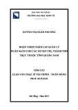 Tóm tắt luận văn Thạc sĩ Tài chính - Ngân hàng: Hoàn thiện phân cấp quản lý ngân sách cho các huyện thị, thành phố trực thuộc tỉnh Quảng Nam