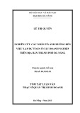 Tóm tắt Luận văn Thạc sĩ ngành Kế toán: Nghiên cứu các nhân tố ảnh hưởng đến việc lập dự toán ở các doanh nghiệp trên địa bàn thành phố Đà Nẵng