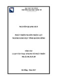 Tóm tắt Luận văn Thạc sĩ Kinh tế phát triển: Phát triển nguồn nhân lực ngành giáo dục tỉnh Quảng Bình