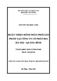 Tóm tắt Luận văn Thạc sĩ Quản trị kinh doanh: Hoàn thện kênh phân phối sản phẩm tại Công ty cổ phần Bia Hà Nội – Quảng Bình