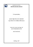 Tóm tắt Luận văn Thạc sĩ Quản trị kinh doanh: Quản trị vốn luân chuyển tại Công ty Cổ phần Sông Đà 4