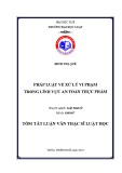 Tóm tắt Luận văn Thạc sĩ Luật học: Pháp luật về xử lý vi phạm trong lĩnh vực an toàn thực phẩm