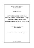 Tóm tắt Luận văn Thạc sĩ Giáo dục học: Quản lý hoạt động đào tạo theo hệ thống tín chỉ ở Phân hiệu Trường Đại học Nông Lâm TP. Hồ Chí Minh tại Gia Lai