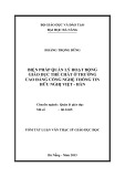 Tóm tắt Luận văn Thạc sĩ Quản lý giáo dục: Biện pháp quản lý hoạt động giáo dục thể chất Trường Cao đẳng công nghệ thông tin Hữu nghị Việt - Hàn