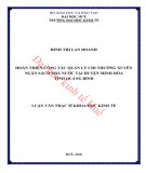 Luận văn Thạc sĩ Khoa học Kinh tế: Hoàn thiện công tác quản lý chi thường xuyên ngân sách nhà nước tại huyện Minh Hóa, tỉnh Quảng Bình