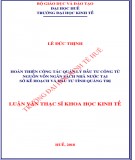 Luận văn Thạc sĩ Khoa học Kinh tế: Hoàn thiện công tác quản lý đầu tư công từ nguồn vốn ngân sách nhà nước tại Sở Kế hoạch và Đầu tư tỉnh Quảng Trị