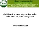 Qui định về sử dụng phụ gia thực phẩm của Codex, EU, FDA và Việt Nam