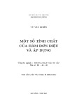 Tóm tắt luận văn Thạc sĩ Khoa học: Một số tính chất của hàm đơn điệu và áp dụng