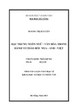 Tóm tắt luận văn Thạc sĩ Khoa học: Đặc trưng ngôn ngữ - văn hóa trong hành vi chào hỏi Nga – Anh – Việt