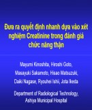 Đề tài nghiên cứu: Đưa ra quyết định dựa vào xét nghiệm Creatine trong đánh giá chức năng thận