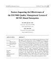 Factors impacting the effectiveness of the ISO 9000 quality management system of HCMC based enterprises
