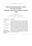 Effects of institutional quality on FDI in provinces of Vietnam: Empirical evidence based on differenced panel GMM
