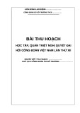 Bài thu hoạch: Học tập nghị quyết Đại hội Công đoàn Việt Nam lần thứ XII