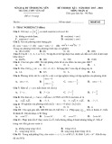 Đề thi học kì 1 môn Toán 11 năm 2017-2018 có đáp án - Trường THPT Yên Mỹ - Mã đề 162