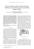 Exergy analysis of wet compression gas turbine cycle with recuperator and turbine blade cooling