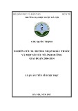 Luận án Tiến sĩ Dược học: Nghiên cứu xu hướng nhập khẩu thuốc và một số yếu tố ảnh hưởng giai đoạn 2006-2014