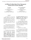 An efficient feedback based trust management framework for cloud computing