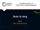 Bài giảng Quản lý công - Bài 8: Văn hoá tổ chức