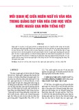 Mối quan hệ giữa ngôn ngữ và văn hóa trong giảng dạy văn hóa cho học viên nước ngoài qua môn tiếng Việt