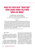 Khảo sát cách dịch “Thoại đầu” tiếng Trung trong tác phẩm “Hồng Lâu Mộng”