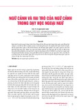 Ngữ cảnh và vai trò của ngữ cảnh trong dạy học ngoại ngữ