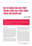 Dạy kĩ năng văn hoá Pháp trong giảng dạy thực hành tiếng cho người học