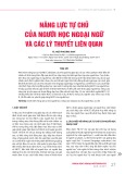 Năng lực tự chủ của người học ngoại ngữ và các lý thuyết liên quan