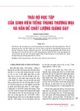 Thái độ học tập của sinh viên tiếng Trung thương mại và vấn đề chất lượng giảng dạy