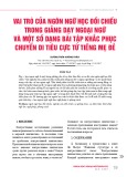 Vai trò của ngôn ngữ học đối chiếu trong giảng dạy ngoại ngữ và một số dạng bài tập khắc phục chuyển di tiêu cực từ tiếng mẹ đẻ