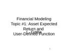 Lecture Financial modeling - Topic 1: Asset expected return and user-defined function
