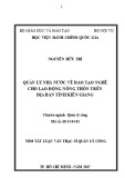 Tóm tắt Luận văn thạc sĩ Quản lý công: Quản lý nhà nước về đào tạo nghề cho lao động nông thôn trên địa bàn tỉnh Kiên Giang