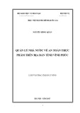 Luận văn thạc sĩ Quản lý công: Quản lý nhà nước về an toàn thực phẩm trên địa bàn tỉnh Vĩnh Phúc